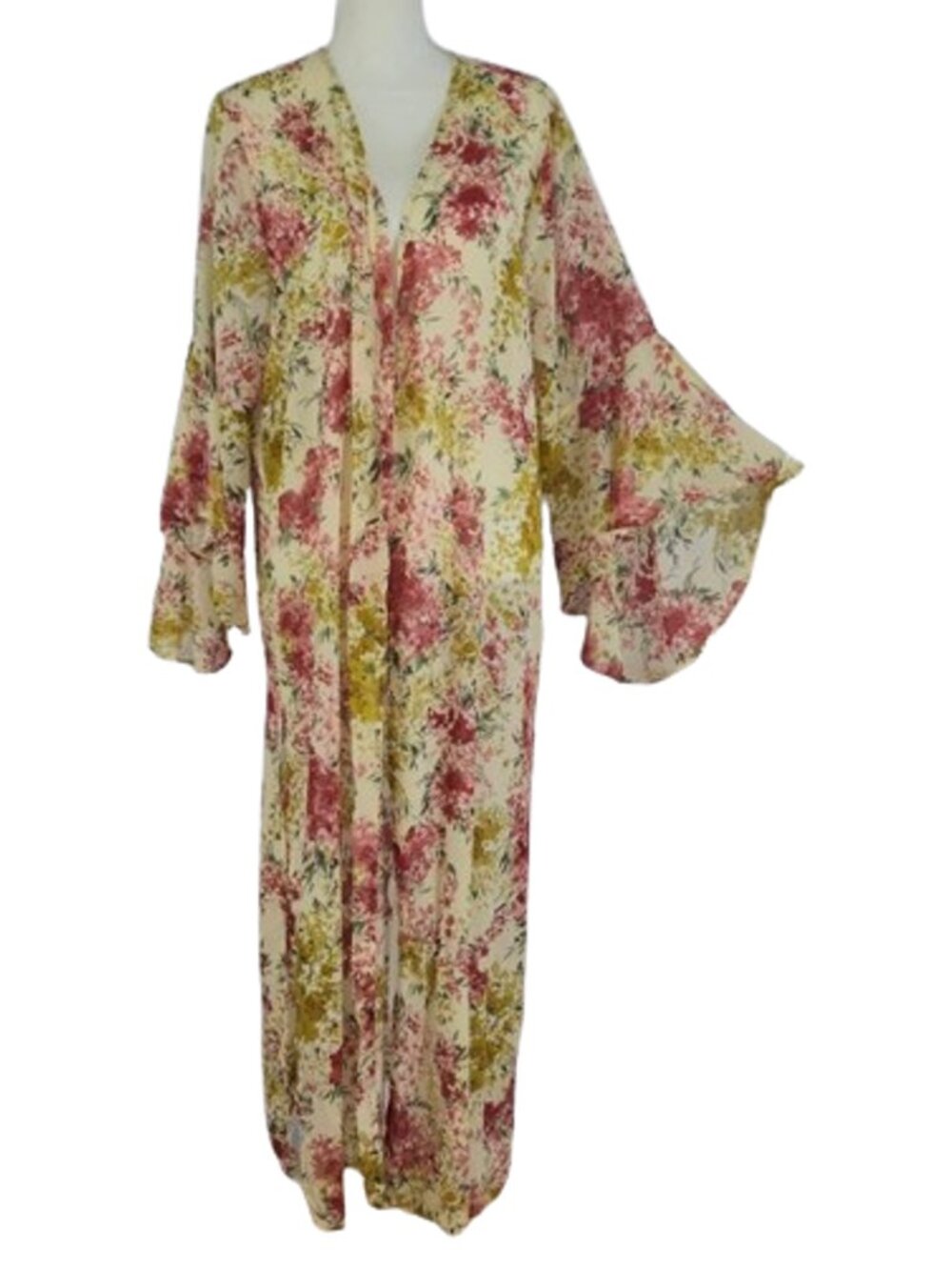 Umgee XL Floral Open Front Longline Kimono Cardigan